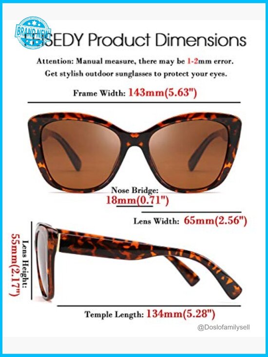 Polarized Vintage Cat Eye Sunglasses Retro Square Jackie O Style UV Protection main image 7